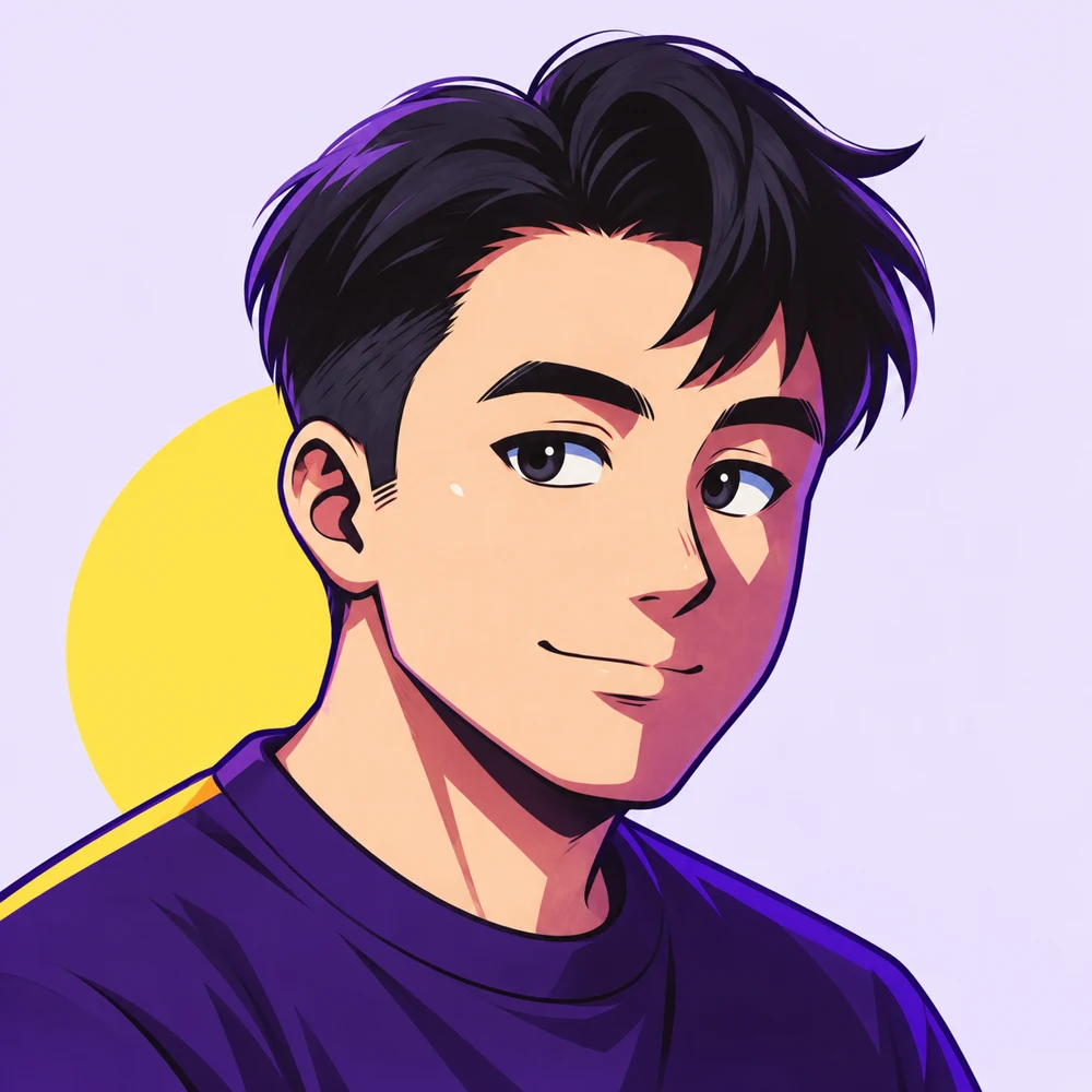 Kevin 的紫黃配色插畫肖像